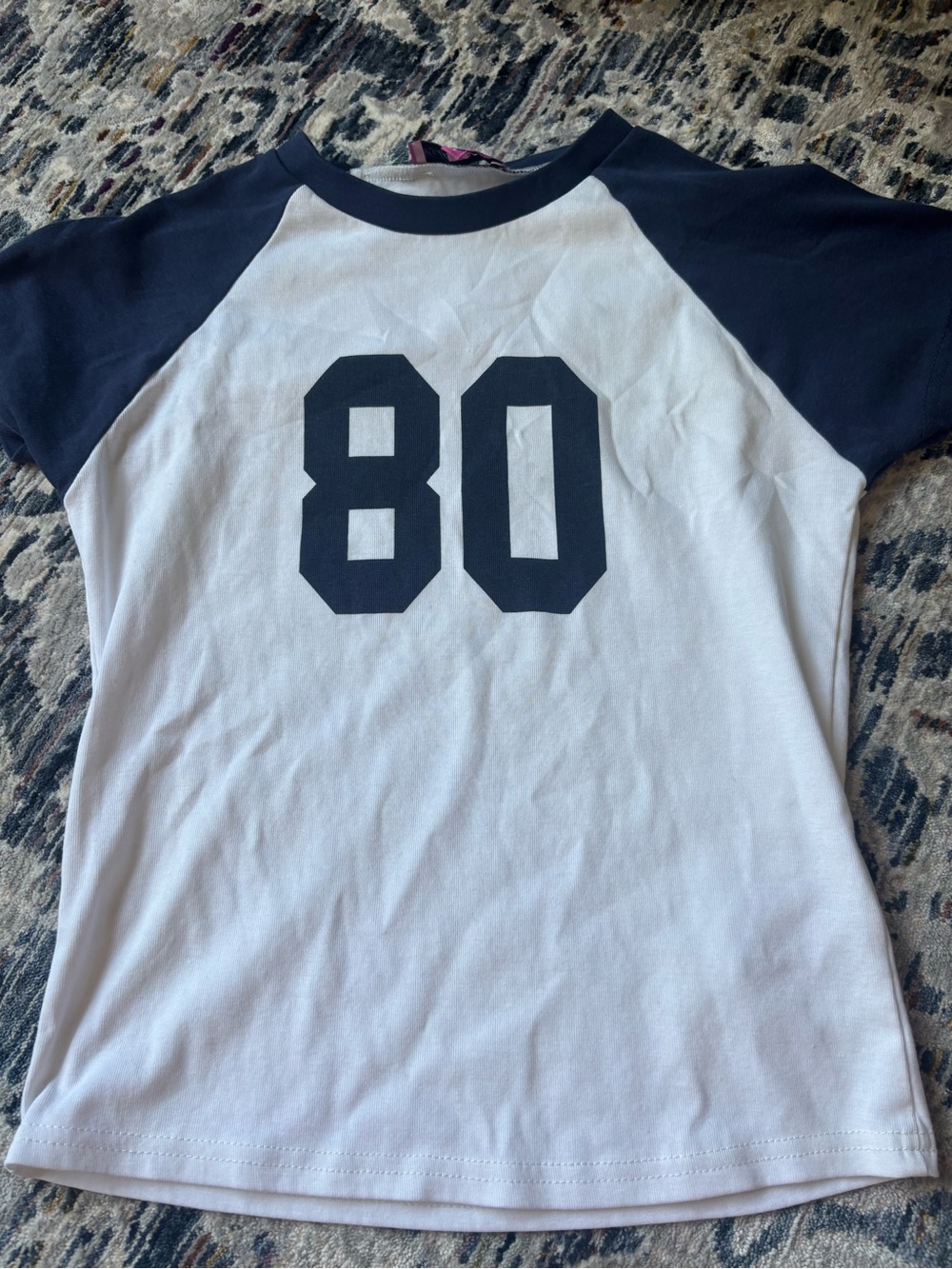 Edikted White and Black Raglan ’80’ Short Sleeve Tee